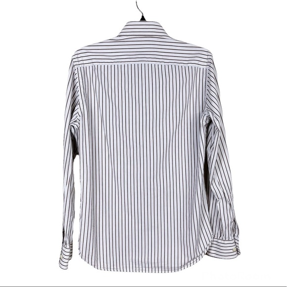 American Eagle Outfitters White Beige Striped Button Front Long Sleeve Shirt XS - Picture 3 of 6